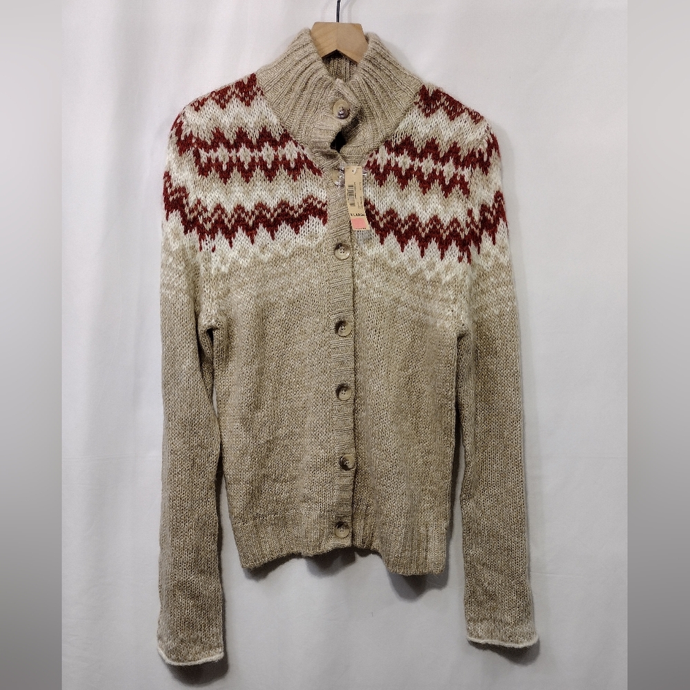 NWT Decree Sweater Cardigan Women's XL Tan Casual Comfy Retro 90s Y2K Casual